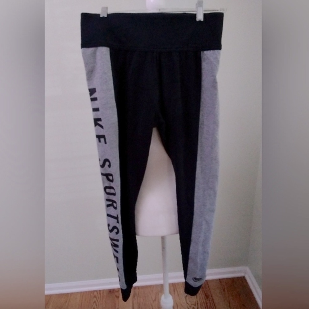 NIKE Sportswear Logo Pants - Black & Grey - Size Large